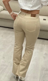 pantaloni  zampa beige